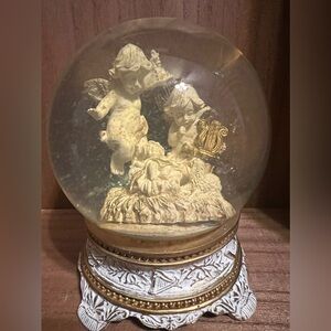 Vintage Cherub Music Box and Snow Globe